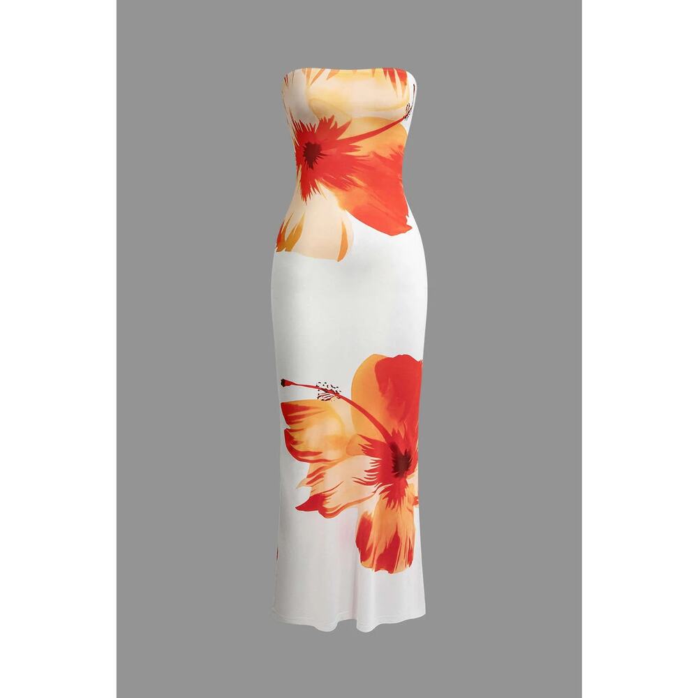 Micas Sunny Floral Cascade Strapless Midi Dress, NWT size XL